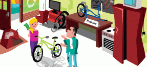 Graphic shows someone buying a second hand bike 