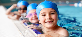 Child learning to swim