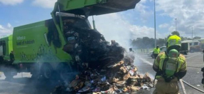 Fire in COUncil rubbish truck