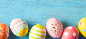 Colourful Easter eggs in a row